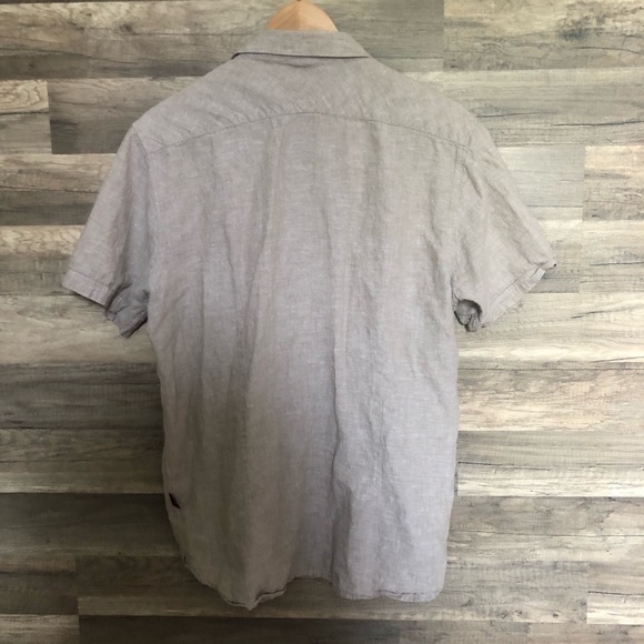 Harvé Benard Tan Linen  Button Down Shirt Large - Picture 7 of 9